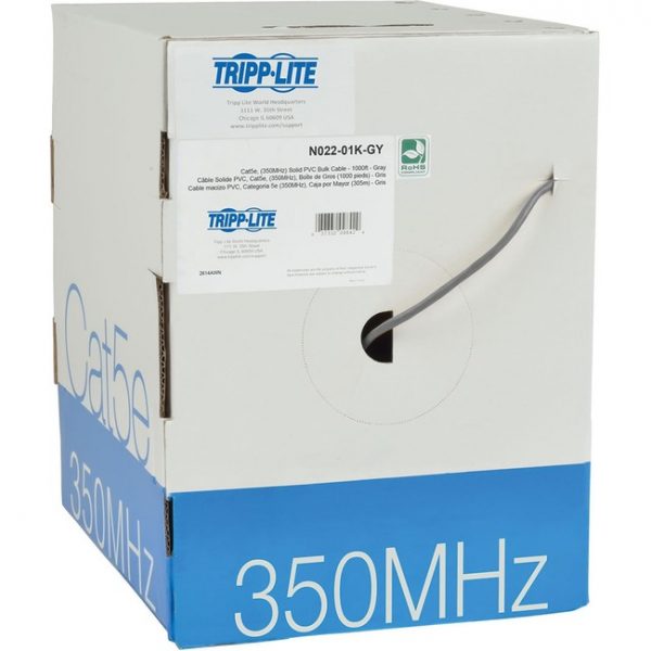 Tripp Lite 1000ft PVC CMR CAT5E CAT5 SOLID UTP BULK CABLE GRAY 1000'