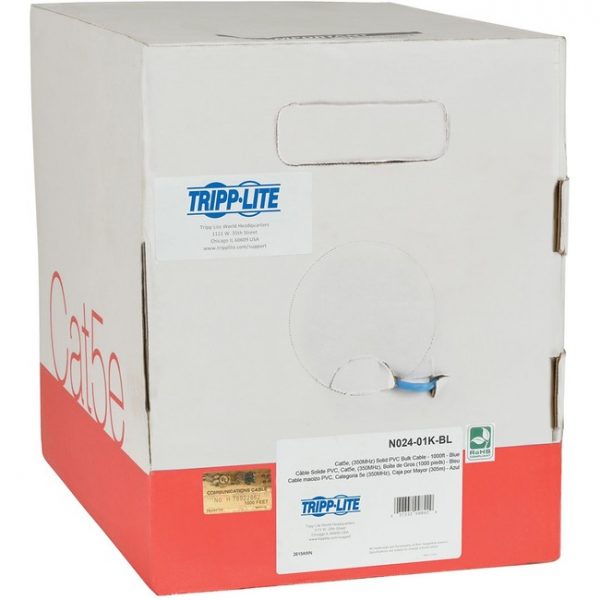 Tripp Lite 1000ft Cat5 / Cat5e Bulk Cable Solid CMP Plenum PVC Blue 1000'