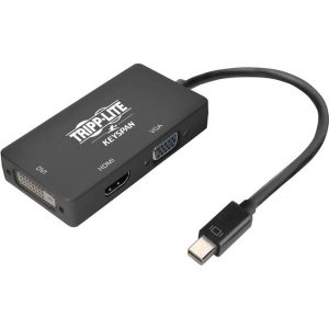 Tripp Lite Mini DisplayPort 1.2 to VGA/DVI/HDMI Adapter Converter 4K Black mDP to VGA / DVI / HDMI 6in