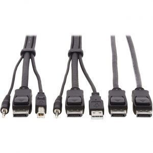 Tripp Lite Dual DisplayPort KVM Cable Kit 4K USB 3.5 mm Audio 3xM/3xM 6ft