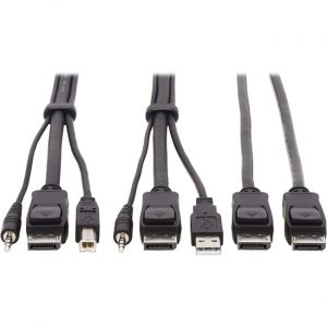 Tripp Lite Dual DisplayPort KVM Cable Kit 4K USB 3.5 mm Audio 3xM/3xM 10ft