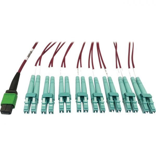 Tripp Lite Multimode Fiber Optic Breakout Cable 16F MTP/MPO-APC to x8 LC F/M 3M