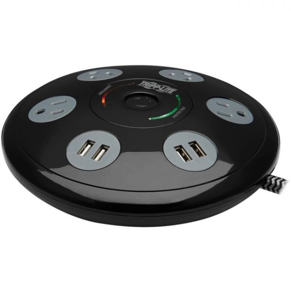 Tripp Lite Conference Surge Protector with 4 5-15R Outlets & 4 USB-A Ports 6ft Cord Black