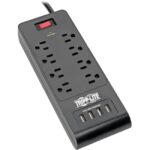 Tripp Lite Surge Protector Power Strip 8-Outlets 4 USB Ports 6ft Cord Black