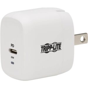 Tripp Lite Compact 1-Port USB-C Wall Charger - GaN Technology, 20W PD 3.0 Charging, White