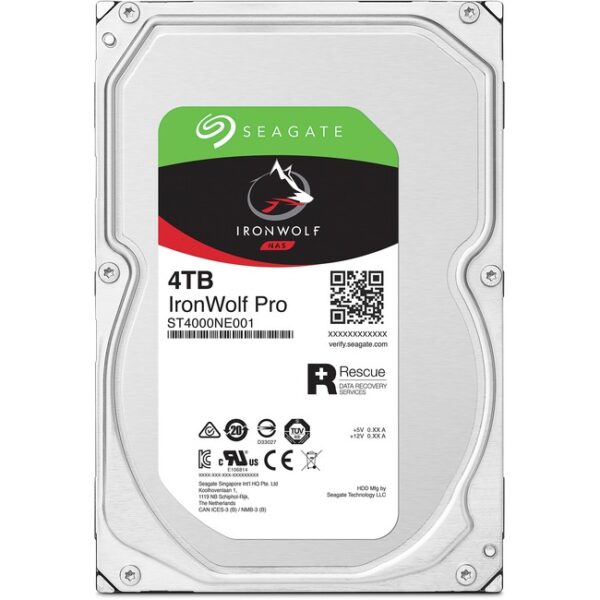 Seagate IronWolf Pro ST4000NE001 4 TB Hard Drive - 3.5" Internal - SATA (SATA/600) - Conventional Magnetic Recording (CMR) Method