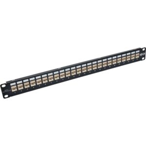 Tripp Lite 24-Port Cat6a Shielded Feedthrough Patch Panel Down-Angled 1URM