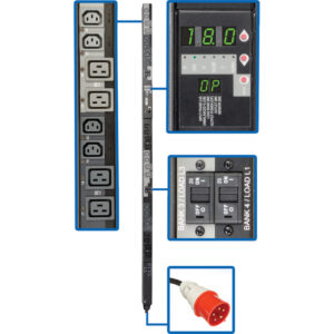 Tripp Lite PDU 3-Phase Switched 240V 17.3kW 12 C13; 12 C19 IEC309 30A Red 0URM