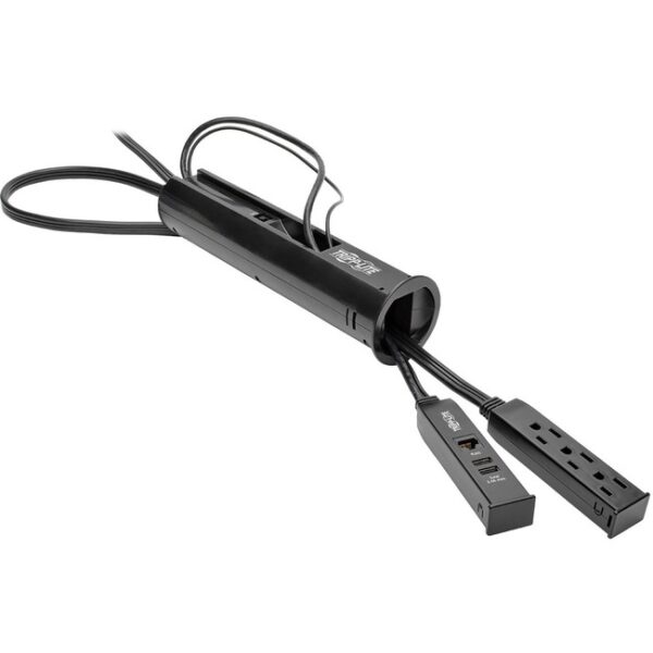 Tripp Lite Desktop Grommet Surge Protector Strip 3 Outlet w/ 2 USB Charging Ports