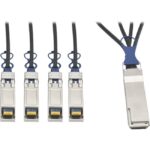Tripp Lite 40GbE QSFP+ to 10GbE SFP+ Passive Copper Breakout Cable QSFP-4SFP10G Compatible 3M 10'