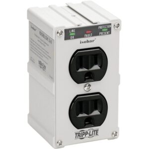 Tripp Lite by Eaton Isobar 2-Outlet Surge Protector Direct Plug-In 1410 Joules Diagnostic LEDs Metal Housing