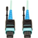 Tripp Lite by Eaton 100G MTP/MPO Multimode OM3 Plenum-Rated Fiber Optic Cable (CXP) 24 Fiber 100GBASE-SR10 Push/Pull Tabs Aqua 2 m