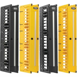 Tripp Lite High-Capacity Vertical Cable Manager - Deep Double Finger Duct with Cover - Double Sided - 6 in. Wide - Yellow/Black - 7 ft. (2.2 m)