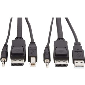 Tripp Lite by Eaton DisplayPort KVM Cable Kit 3 in 1 - 4K DisplayPort USB 3.5 mm Audio (3xM/3xM) 4:4:4 10 ft. (3.05 m) Black