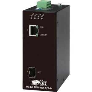 Tripp Lite by Eaton Hardened Gigabit Fiber to Ethernet Media Converter 10/100/1000 Mbps RJ45/SFP -10Â° to 60Â°C DC Power
