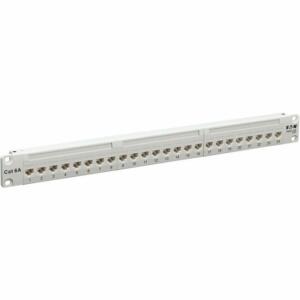 Eaton Tripp Lite Series 24-Port Cat6a Feed-Through Patch Panel - 4PPoE Compliant, 1U Rack-Mount, RJ45 Ethernet, White, TAA