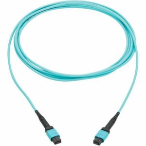 Eaton Tripp Lite Series 100G Multimode 50/125 OM4 Fiber Optic Cable (12F MPO/MPO-PC F/F), Type-B Polarity, OFNP, Aqua, 4 m (13.1 ft.), TAA