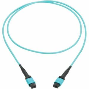 Eaton Tripp Lite Series 100G Multimode 50/125 OM4 Fiber Optic Cable (12F MPO/MPO-PC F/F), Type-B Polarity, OFNP, Aqua, 2 m (6.6 ft.), TAA