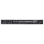 Edge-Core CSR430 AS7515-24X port side with two AC power inlets, optical cages, MGMT, console, GNSS/1PPS and USB ports