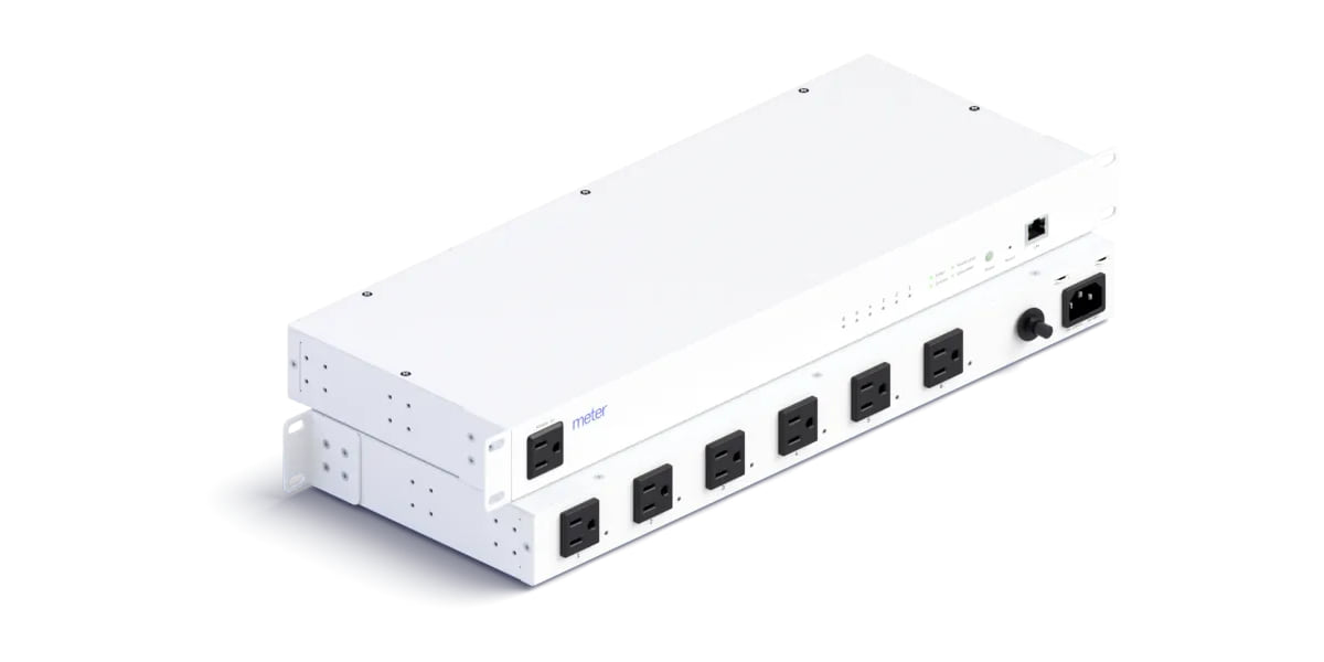 Meter 1U power distribution unit with controlled outlets.